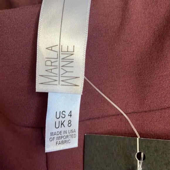 NWT MARLA WYNNE Size 4 Burgundy Elastic Waist Rayon/Nylon/Spandex Blend Pants - Picture 3 of 9
